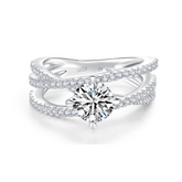【02LIVE # link 6 - BUY 1 GET 1 free ring 】S925 Silver Moissanite diamond Sansheng III rings 1 carat RM1013