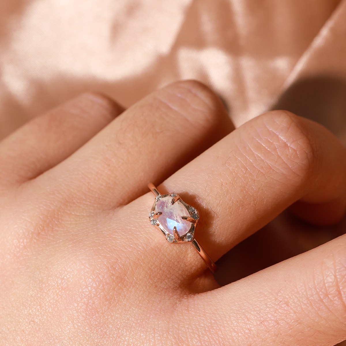 Rosy Magic Solitaire Ring