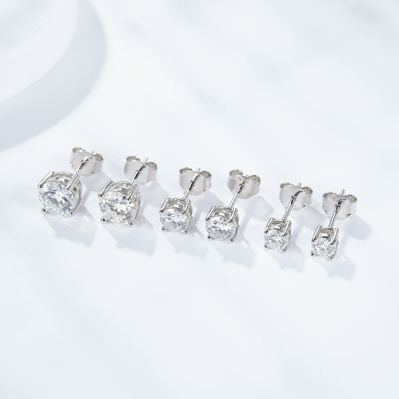 【02LIVE # link 34 - BUY 1 GET 1 free ring】S925 Silver Moissanite Diamond Four claw ear stud Earrings EM4020