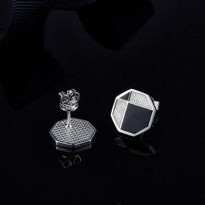 Silvery Octagon Mosaic Studs