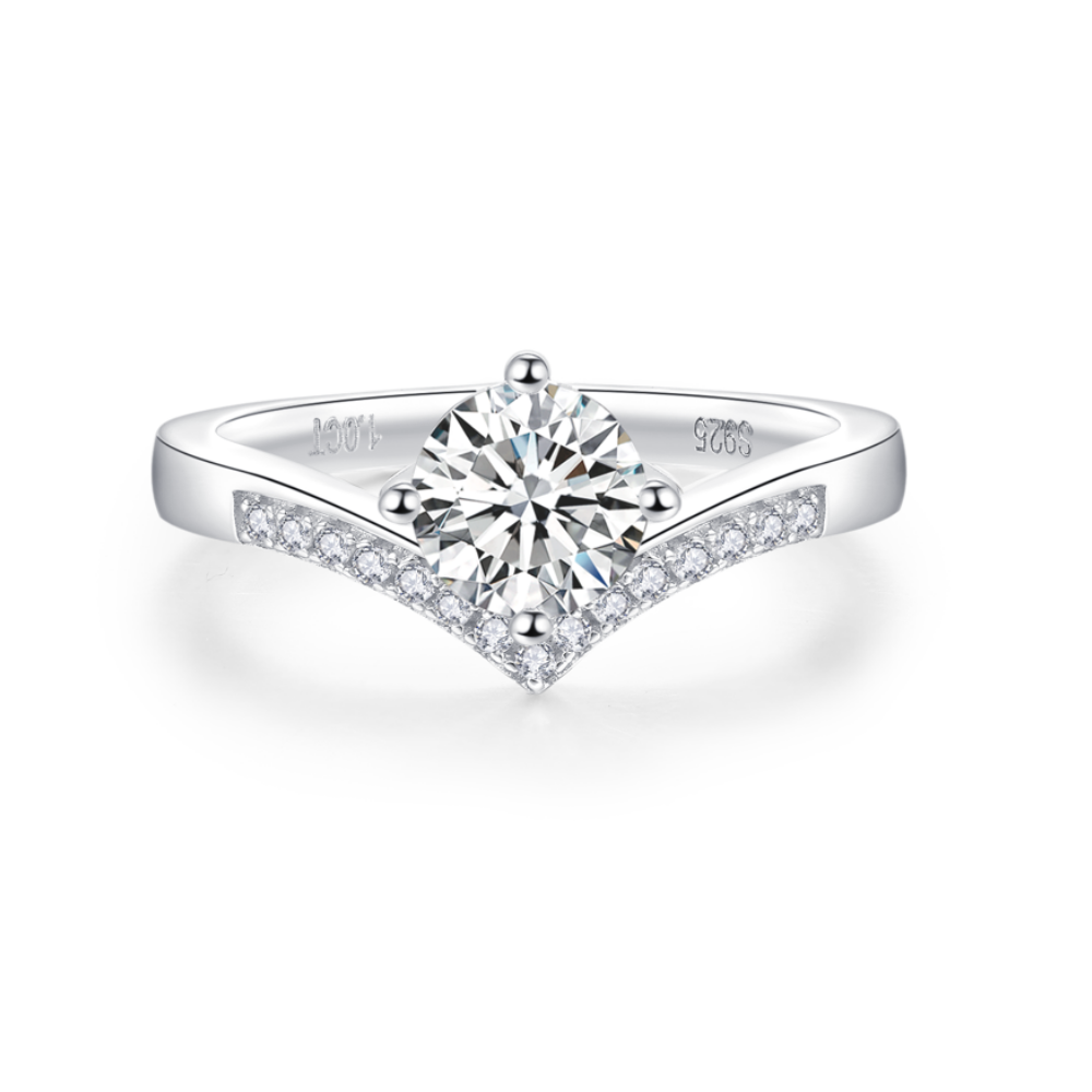 【02LIVE # link 45 - BUY 1 GET 1 free ring】 】RM1022 Silver Moissanite Diamond  Princess Crown Rings 1/2Carat