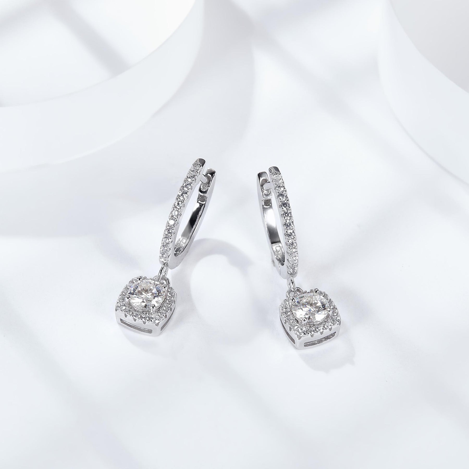 SH S925 Silver Moissanite Diamond Drop Earrings
