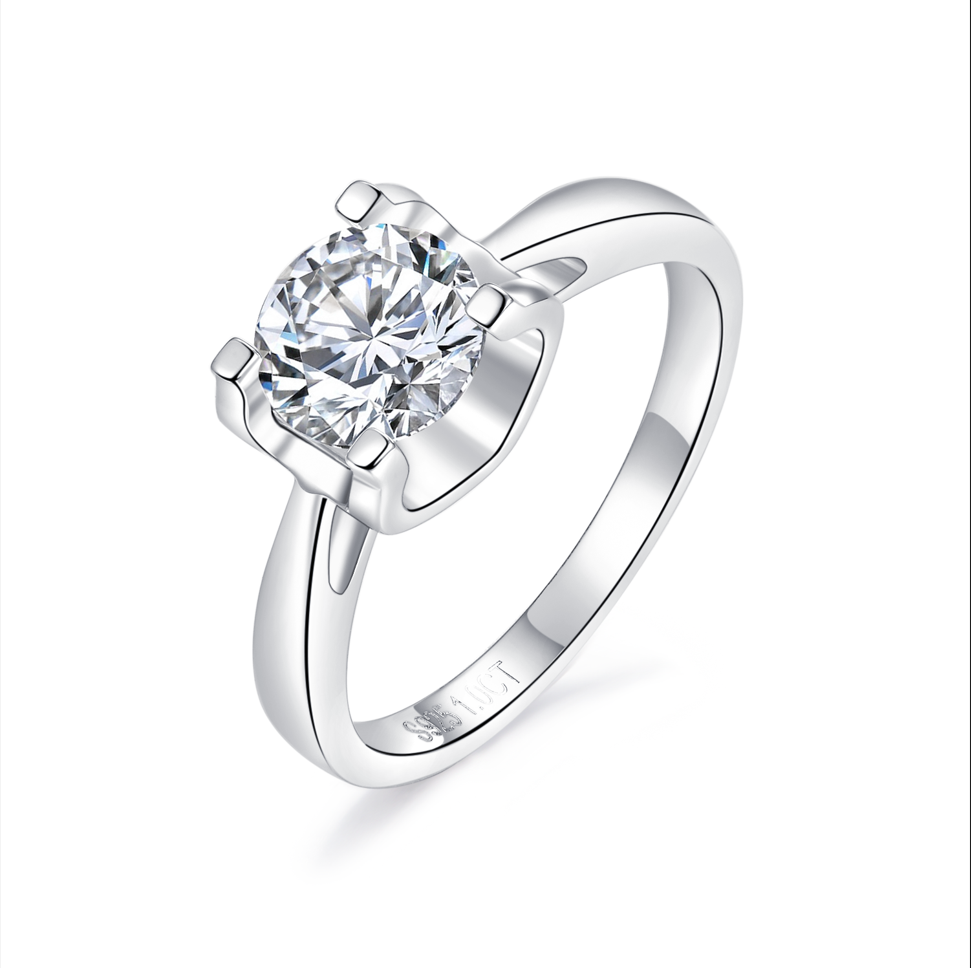 RM1001 Moissanite Silver Classic Cow Head Ring 1/2/3 Carat（BUY 1 GET 1 Present ）