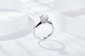 Classic Six-prong S925 Silver Moissanite Diamond Ring