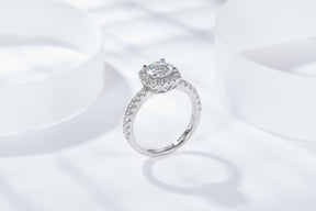 Rectangle S925 Silver Moissanite Diamond Ring