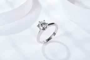 Classic Six-prong S925 Silver Moissanite Diamond Ring