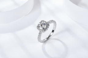 Rectangle S925 Silver Moissanite Diamond Ring