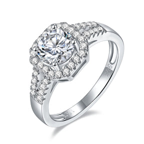 【02LIVE # link 25 - BUY 1 GET 1 free ring】S925 Silver Moissanite Diamond  Square bag double row ring Rings 1Carat RM1054