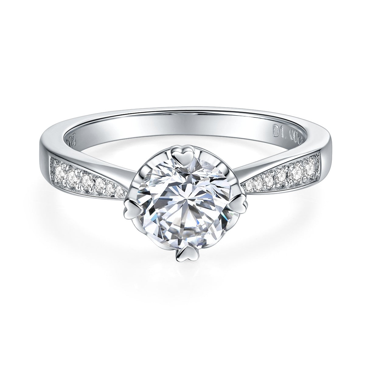 RM1021 Silver Moissanite Diamond Heart-to-heart Rings 1 Carat（BUY 1 GET 1 Present ）