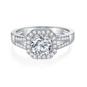 【02LIVE # link 25 - BUY 1 GET 1 free ring】S925 Silver Moissanite Diamond  Square bag double row ring Rings 1Carat RM1054