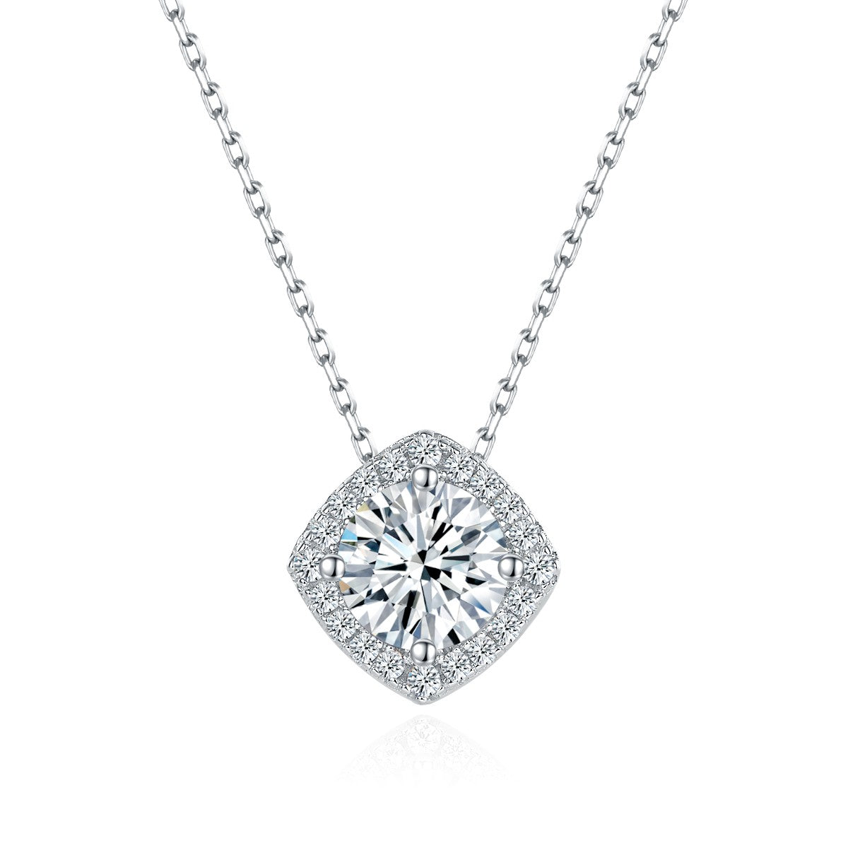 【02LIVE # link 32 - BUY 1 GET 1 free ring 】S925 Silver Moissanite Diamond Square bag Pendant Necklaces PM5008