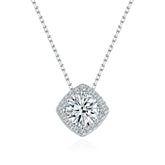 【02LIVE # link 32 - BUY 1 GET 1 free ring 】S925 Silver Moissanite Diamond Square bag Pendant Necklaces PM5008