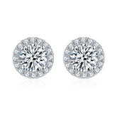 SH S925 Sterling Silver Moissanite Diamond Round Bag Earrings