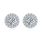 SH S925 Sterling Silver Moissanite Diamond Round Bag Earrings