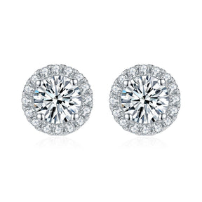 SH S925 Sterling Silver Moissanite Diamond Round Bag Earrings