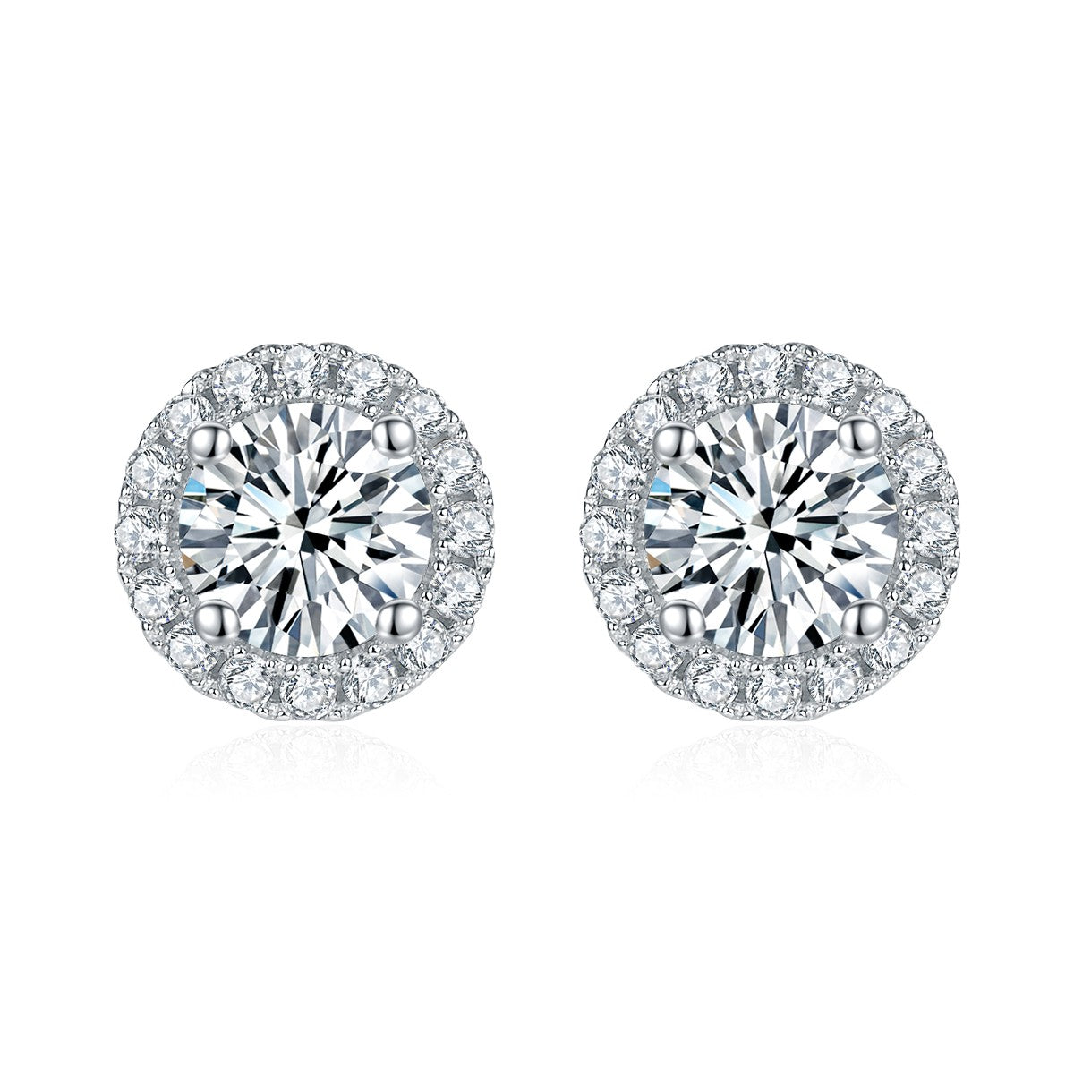 【02LIVE # link 29 -BUY 1 GET 1 free ring】S925 Silver Moissanite Diamond Round Bag Earrings EM4006