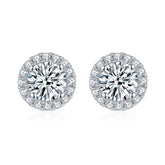 【02LIVE # link 29 -BUY 1 GET 1 free ring】S925 Silver Moissanite Diamond Round Bag Earrings EM4006