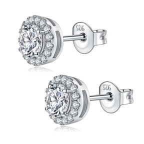 SH S925 Sterling Silver Moissanite Diamond Round Bag Earrings