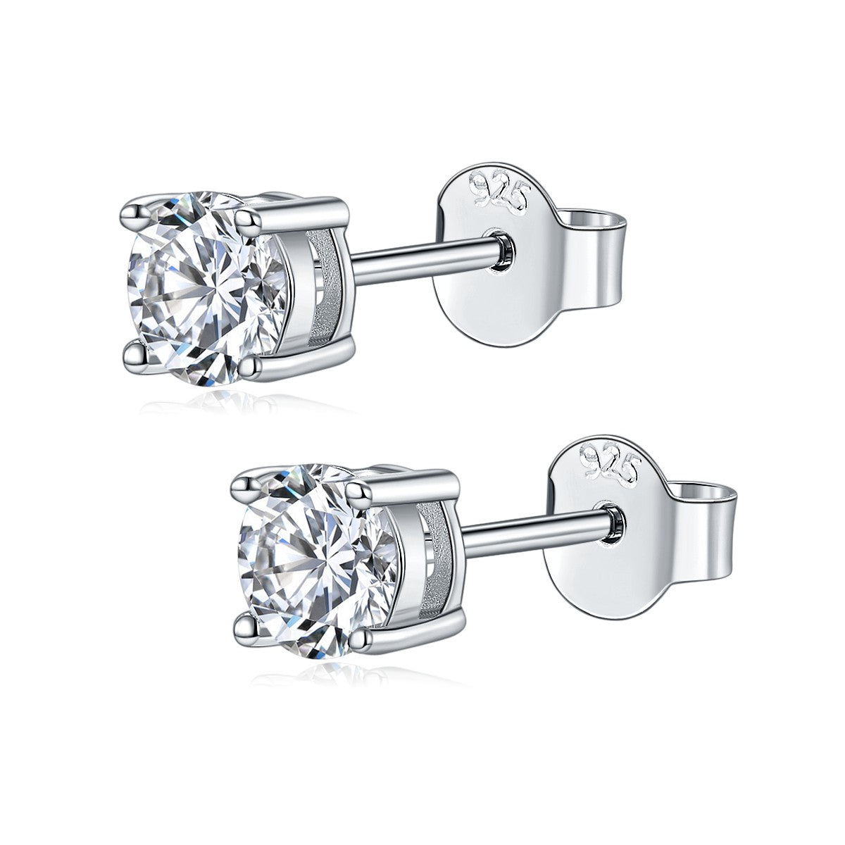 【02LIVE # link 34 - BUY 1 GET 1 free ring】S925 Silver Moissanite Diamond Four claw ear stud Earrings EM4020