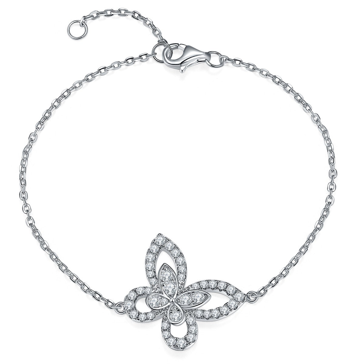 S925 Silver Moissanite Diamond Butterfly bracelet BM6004O 16cm+2cm