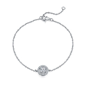 【02LIVE # link 41 - BUY 1 GET 1 free ring】S925 Silver Moissanite Diamond Round bag Bracelet 16cm+2cm 1Ct BM6002