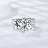 R3-0011 S925 Silver Moissanite Diamond Ring Wedding 5ct Ring Deep Sea Coral