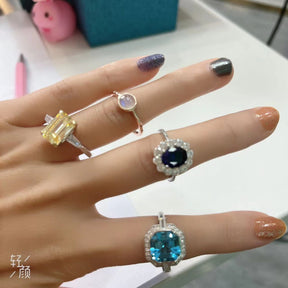 Women's  S925 silver color cubic zirconia stone ring