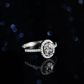 Sterling Silver Natural Blue Topa Moissanite Ring