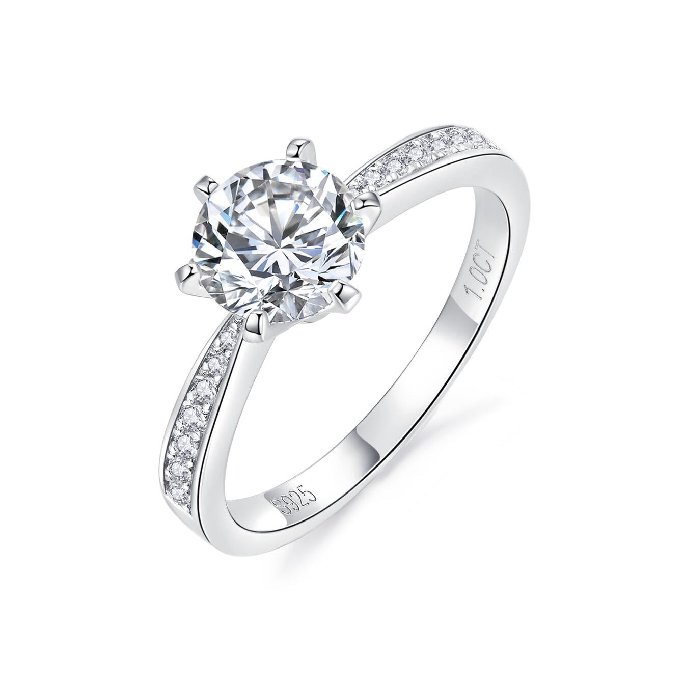 RM1005 Silver Moissanite Diamond Smart Six Claws Rings 1/2/3 Carat