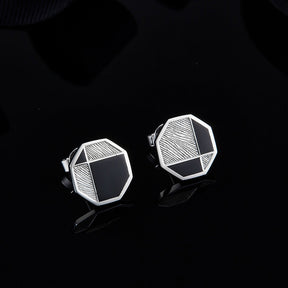 Silvery Octagon Mosaic Studs
