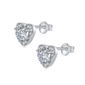 A111 S925 Sterling Silver Mossan Diamond Clover Petal Stud Earrings