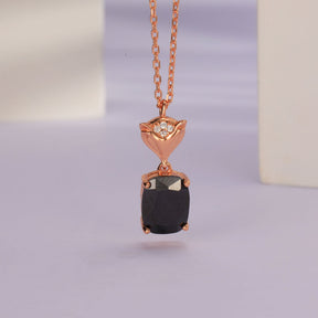 Black Onyx Fox Pendant Necklace