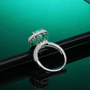 S925 Sterling Silver High Carbon Diamond Emerald Ring