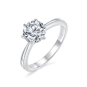 RM1004 Silver Moissanite Diamond Pearl Edge Six Claws Rings 1/2/3 Carat（BUY 1 GET 1 Present ）