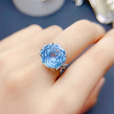 S925 Silver Blue Topa Ring Natural Rose Cut