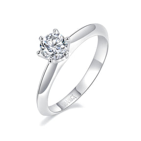 RM1003 Silver Moissanite Diamond Classic Six Claws Rings 1/2/3 Carat