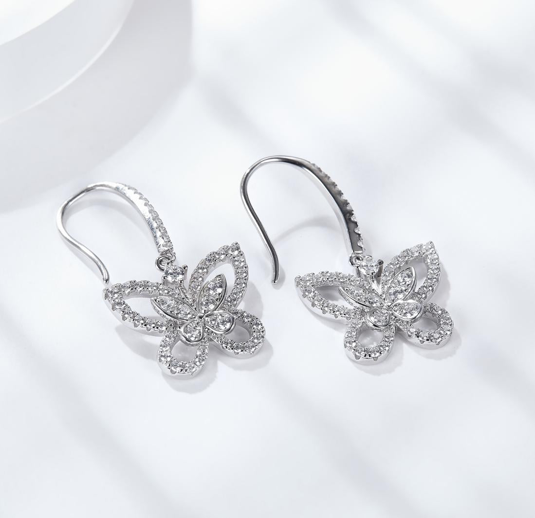 SH S925 Silver Moissanite Butterfly  Earrings
