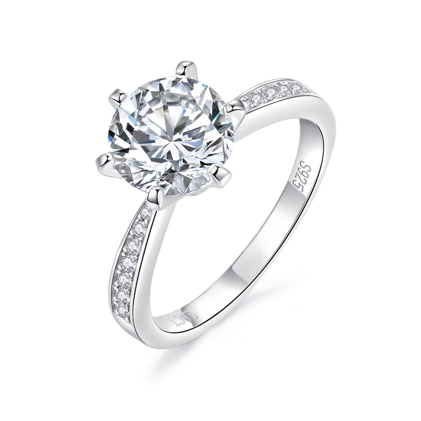 RM1005 Silver Moissanite Diamond Smart Six Claws Rings 1/2/3 Carat