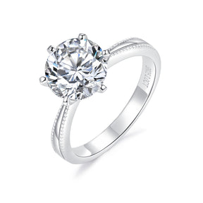 RM1004 Silver Moissanite Diamond Pearl Edge Six Claws Rings 1/2/3 Carat（BUY 1 GET 1 Present ）