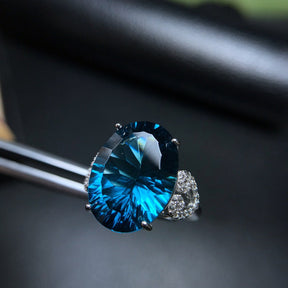 S925 Silver Natural London Blue Topa Ring