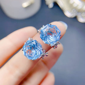 S925 Silver Blue Topa Ring Natural Rose Cut