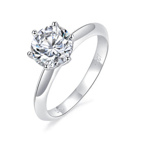RM1003 Silver Moissanite Diamond Classic Six Claws Rings 1/2/3 Carat