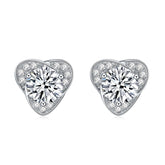 A111 S925 Sterling Silver Mossan Diamond Clover Petal Stud Earrings