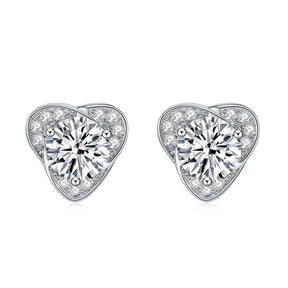 A111 S925 Sterling Silver Mossan Diamond Clover Petal Stud Earrings