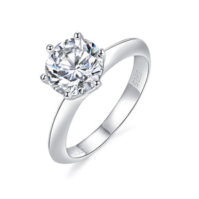 RM1003 Silver Moissanite Diamond Classic Six Claws Rings 1/2/3 Carat