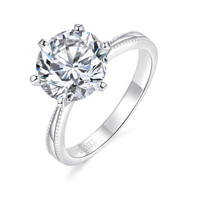 RM1004 Silver Moissanite Diamond Pearl Edge Six Claws Rings 1/2/3 Carat（BUY 1 GET 1 Present ）