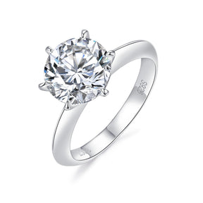 RM1003 Silver Moissanite Diamond Classic Six Claws Rings 1/2/3 Carat