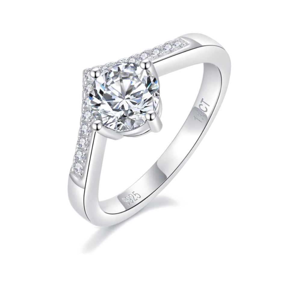 【02LIVE # link 45 - BUY 1 GET 1 free ring】 】RM1022 Silver Moissanite Diamond  Princess Crown Rings 1/2Carat
