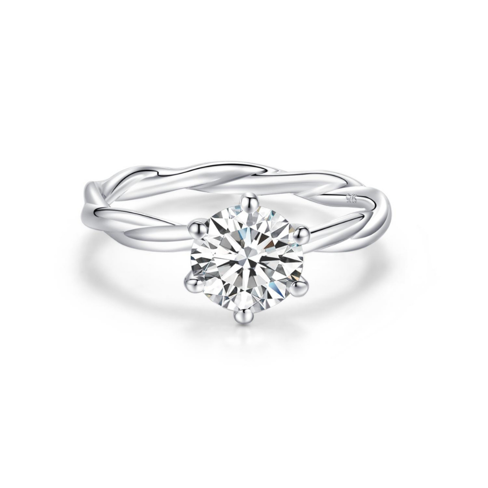 【02LIVE # link 14 - BUY 1 GET 1 free ring】RM1017 S925 Silver Moissanite Diamond Vine Rings 1 Carat