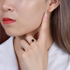 Sterling Silver Black Gemstone Ring
